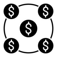 Money Network Glyph Icon vector