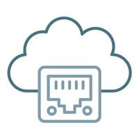 icono de dos colores de línea ethernet en la nube vector