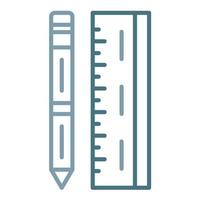 Pencil and Ruler Line Two Color Icon vector