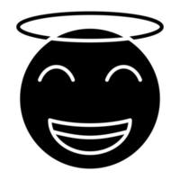 Smiling Face with Halo Glyph Icon vector