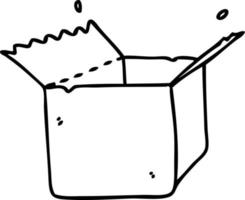 caja abierta de dibujos animados de dibujo lineal peculiar vector