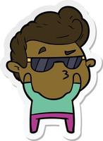 sticker of a cartoon cool guy vector