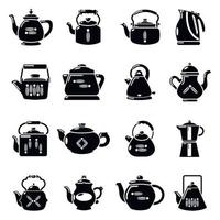 Teapot icons set, simple style vector