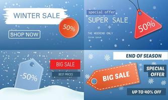 Final winter sale banner set, realistic style vector