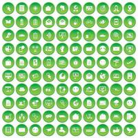 100 iconos de correo establecer círculo verde vector