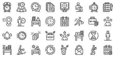 Rush job icons set, outline style vector