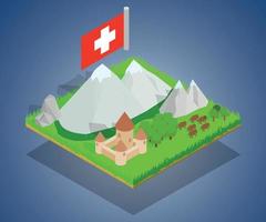 Swiss concept banner, isometric style vector