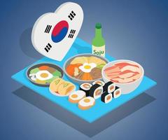 banner de concepto de comida de corea, estilo isométrico vector