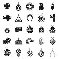 Lucky charm icons set simple vector. Accessory horse