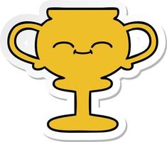 sticker of a cute cartoon trophy vector