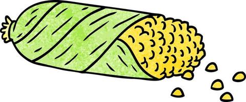 garabato de dibujos animados texturizados de maíz fresco en la mazorca vector
