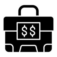 Money Suitcase Glyph Icon vector