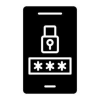 Mobile Password Glyph Icon vector