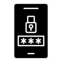 Mobile Password Glyph Icon vector