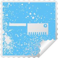 distressed square peeling sticker symbol butcher knife vector