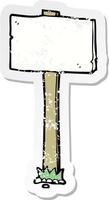 retro distressed sticker of a cartoon signpost vector