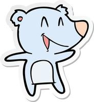 sticker of a laughing bear cartoon vector