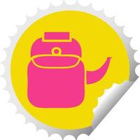 circular peeling sticker cartoon kettle pot vector