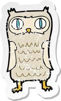 retro distressed sticker of a cartoon  owl vector