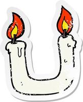 retro distressed sticker of a burning the candle at both ends cartoon vector