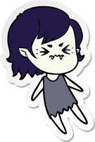 sticker of a annoyed cartoon vampire girl vector