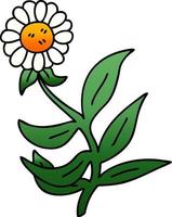 quirky gradient shaded cartoon daisy flower vector