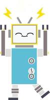 flat color retro cartoon robot vector