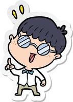 sticker of a cartoon clever boy vector