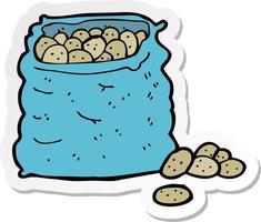 sticker of a cartoon sack of potatoes vector