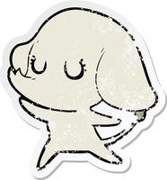 distressed sticker of a cute cartoon elephant vector