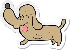 sticker of a cartoon happy dog vector