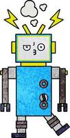 robot de dibujos animados de textura grunge retro vector