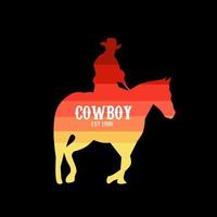 Illustration Vector Graphic of Cowboy and Horse,Old West,Suitable for Background,Banner,Poster,etc.