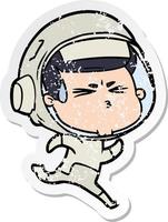 distressed sticker of a cartoon stressed astronaut vector