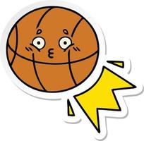 sticker of a cute cartoon basketball vector