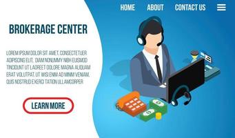 Brokerage center concept banner, isometric style vector