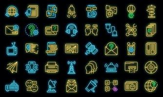 Communication icons set vector neon