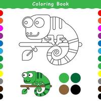 the chameleon is walking on a branch, a coloring book vector