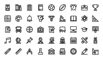 Back to school basic outline icons vector