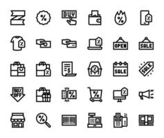 black friday calin basic line icons pack. vector