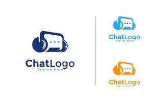 Headphone or Radio with Bubble chat logo design vector