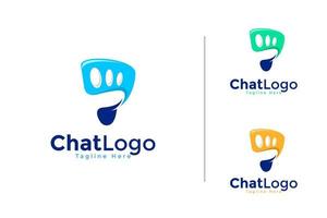 Creative footprints bubble chat logo design vector