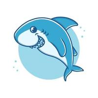 etiqueta engomada linda del ejemplo del vector de la historieta del delfín. logo de mascota de pez ballena. elemento de carácter de icono de símbolo de ataque de tiburones