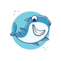 Whale Mammal Cartoon Vector Illustration. Sea Animal Mascot Logo. Shark Wildlife Ocean Symbol Icon Character Element