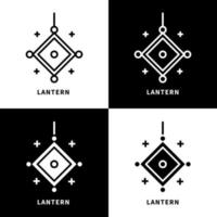 Lantern Icon Set Illustration. Chinese Ornament Logo Vector