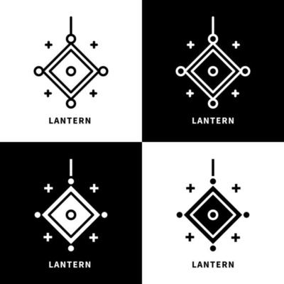 Lantern Icon Set Illustration. Chinese Ornament Logo Vector