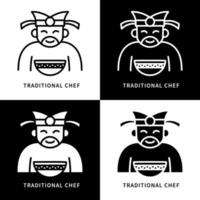 ilustración de conjunto de iconos de chef tradicional. vector de comida china. logotipo de restaurante de ramen de japón