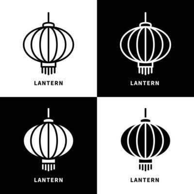 Lantern Icon Set Illustration. Lunar New Year Ornament Logo Vector