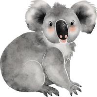 Australian cute koala cartoon animal, watercolor illustration. vector