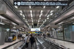 Samut Prakan Bangkok Thailand 2018 Corridors and passengers Bangkok Suvarnabhumi Airport Thailand. photo